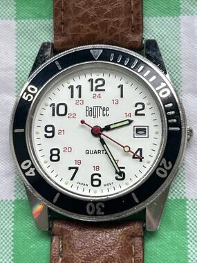 BayTree White Dial Black Bezel Womens Quartz Watch